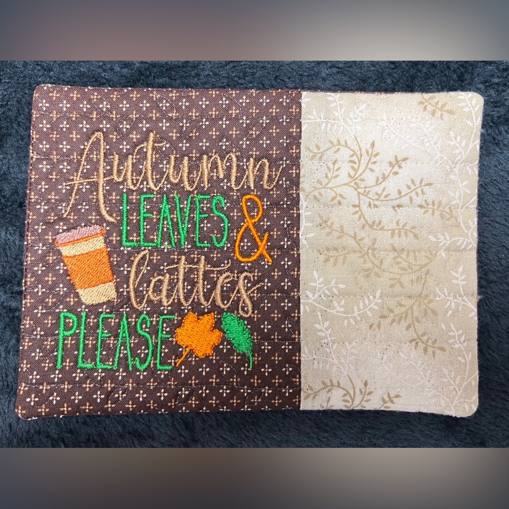 Hand Crafted Mug Rug Coaster Embroidered Cotton Fabric Padded Absorbs Liquid